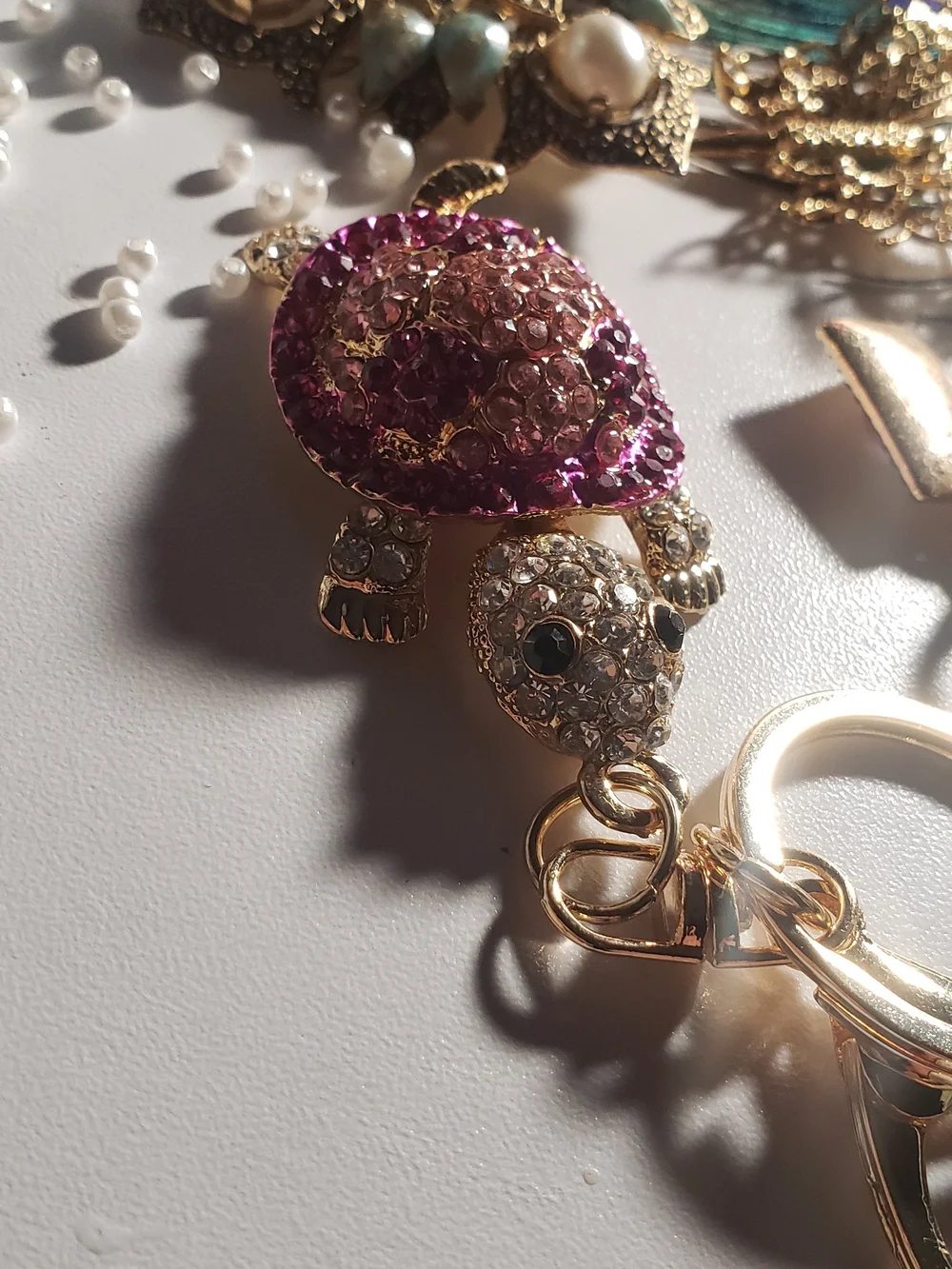 Siren's Collection Pink & Golden Turtle Keychain